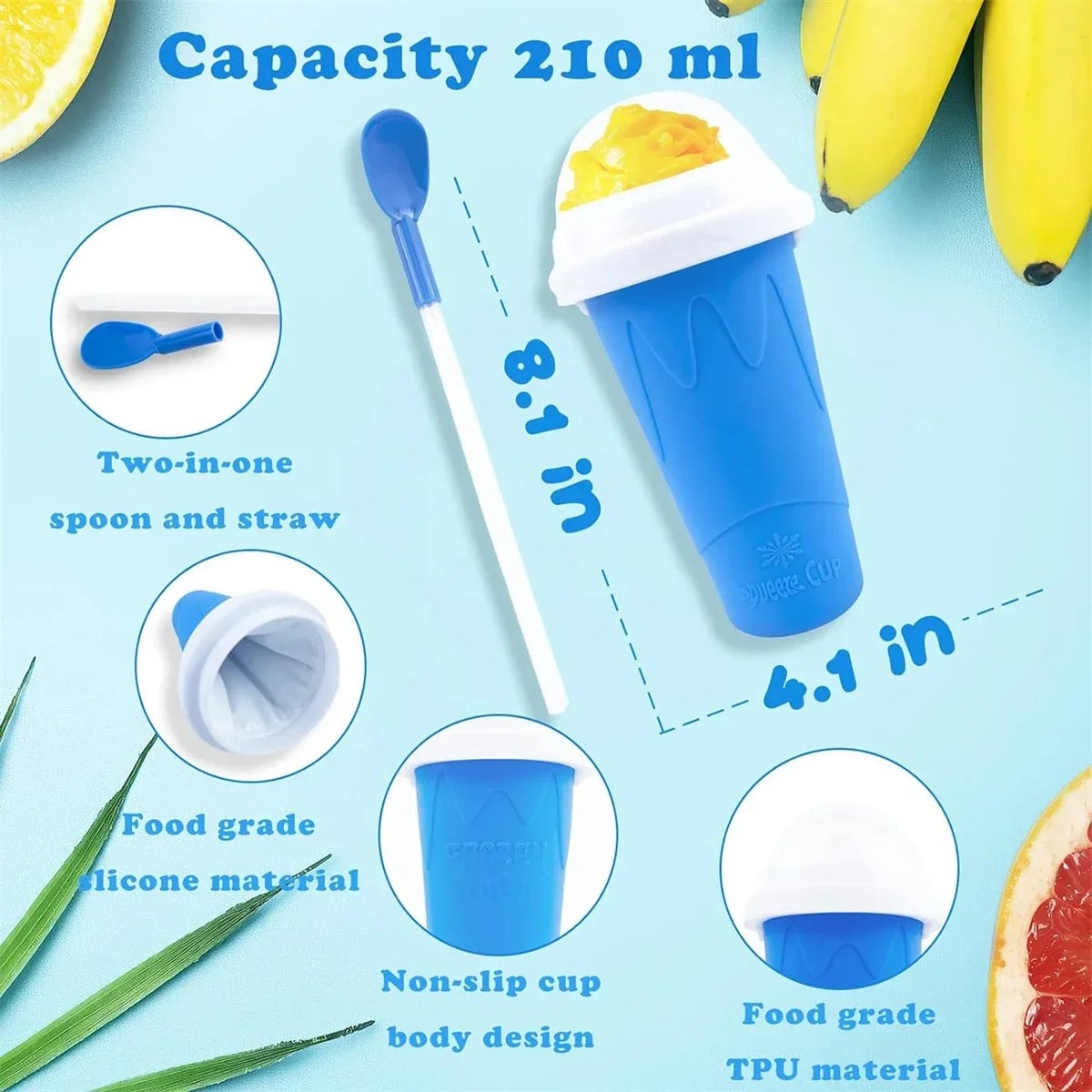 DIY Frozen Smoothie Maker Cup - Portable Slushie Ice Cream Bottle