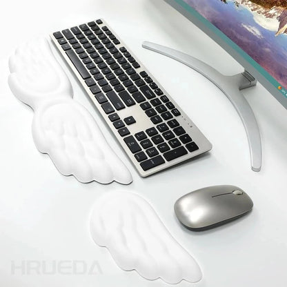 Memory Foam Ergonomic Keyboard Mouse Wrist Rest Pad Set Angel Wing