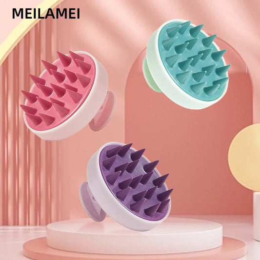 Silicone Scalp Massage Brush - Shampoo Hair Massager with Handle