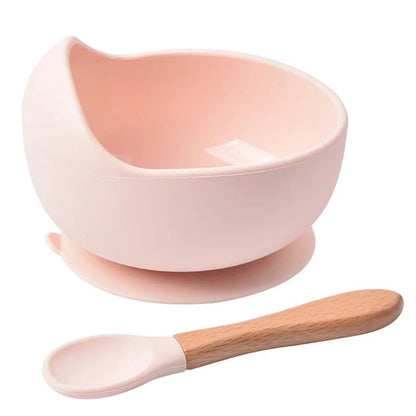 2PC Silicone Baby Feeding Bowl Set with Training Spoon - Non-Slip