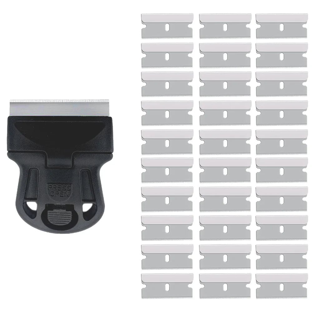 Car Glass Scraper with Razor Blades - Sticker Glue Remover Tool