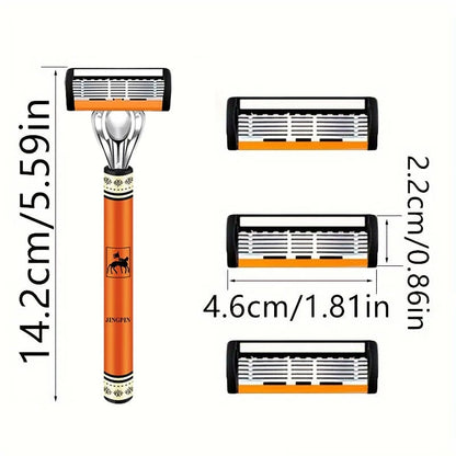 6-Layer Stainless Steel Safety Razor Set - Sharp Changeable Blade