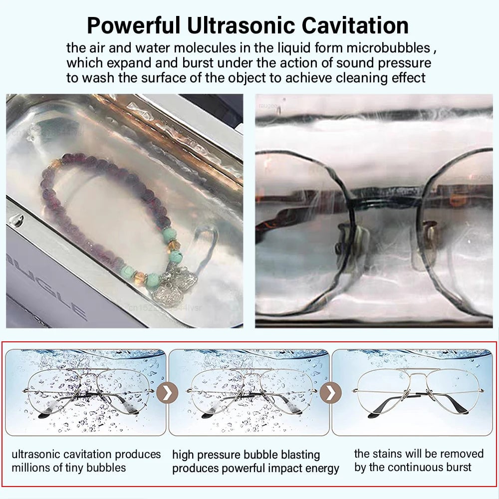 46kHZ Ultrasonic Cleaner Machine for Glasses Jewelry Eyewear