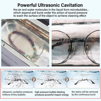 46kHZ Ultrasonic Cleaner Machine for Glasses Jewelry Eyewear