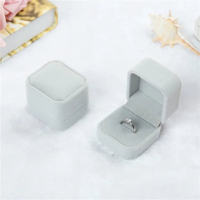 Rounded Flannelette Ring Box - Flocked Jewelry Storage Organizer