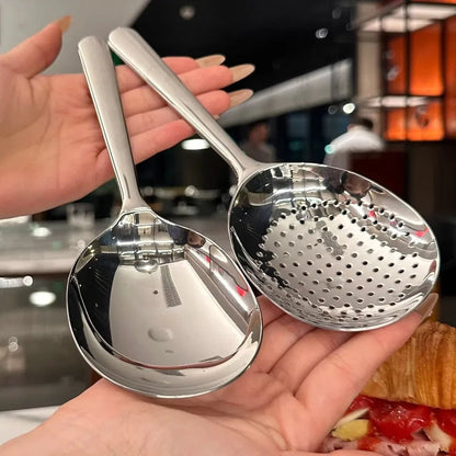 Large Stainless Steel Serving Spoon with Drain Holes - Big Head