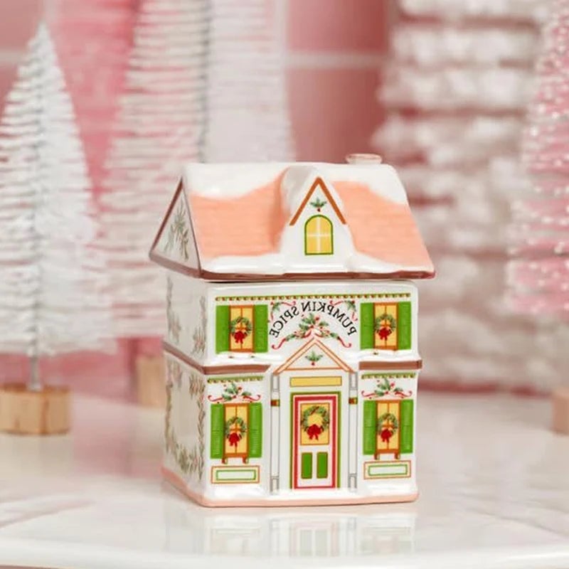 Mini Gingerbread House Spice Jar Set Holiday Village Kitchen Decor