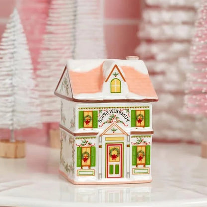 Mini Gingerbread House Spice Jar Set Holiday Village Kitchen Decor