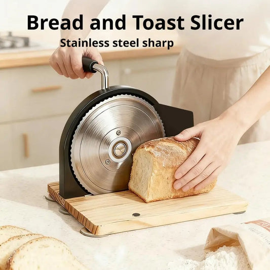 Manual Bread Slicer Adjustable Thickness Stainless Steel Hand Crank