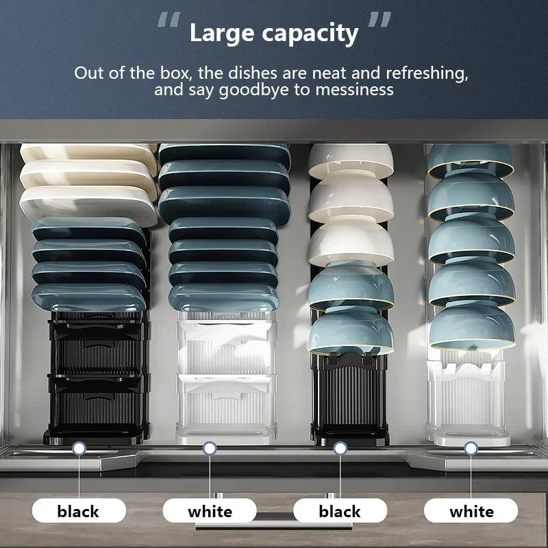 Built-in Kitchen Cabinet Dish Drain Rack Drawer Plate Organizer