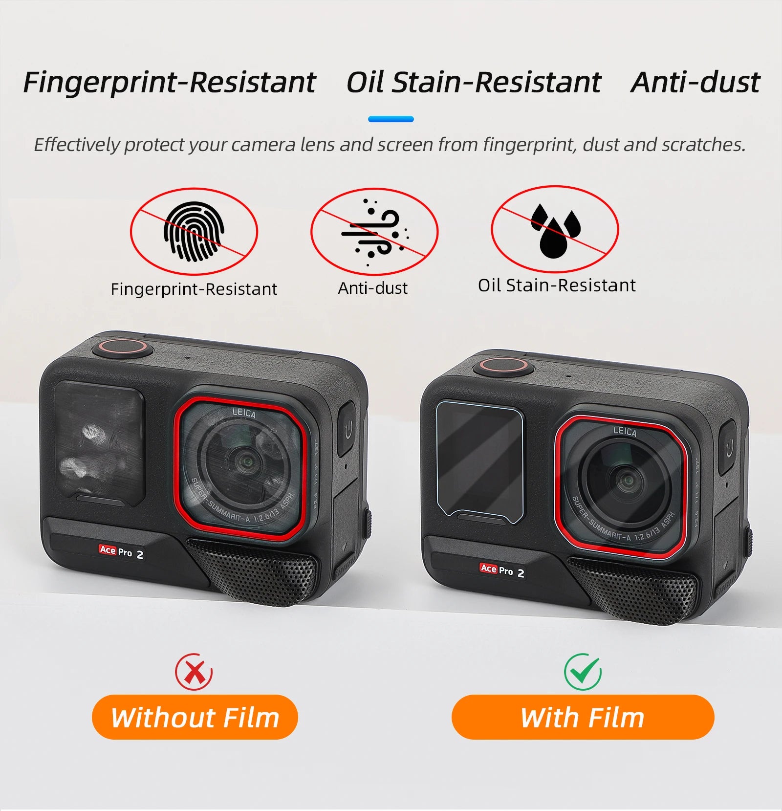 3-in-1 Tempered Glass Screen & Lens Protector for Insta360 Ace Pro