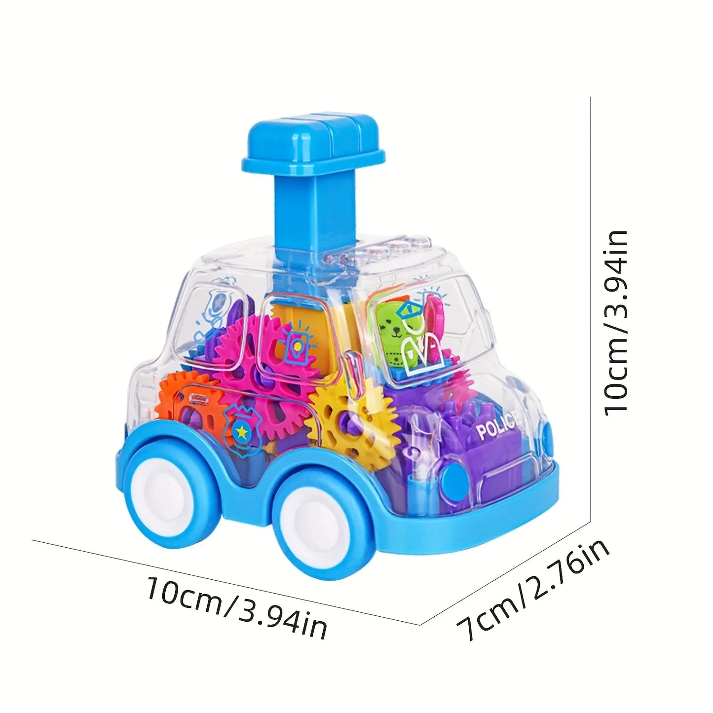 Transparent Cartoon Gear Car Toy - Inertia Pull-Back Action Kids Gift
