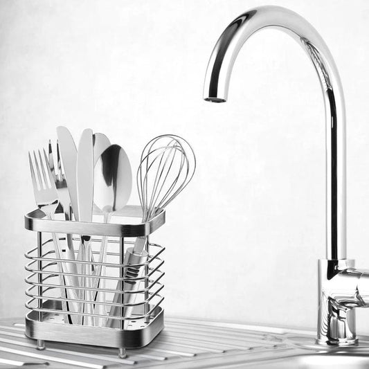 Stainless Steel Kitchen Utensil Holder - Counter Cutlery Organizer
