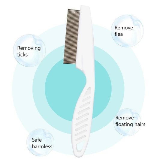 Professional Flea Comb - Fine Tooth Metal Grooming Tool for Dogs Cats