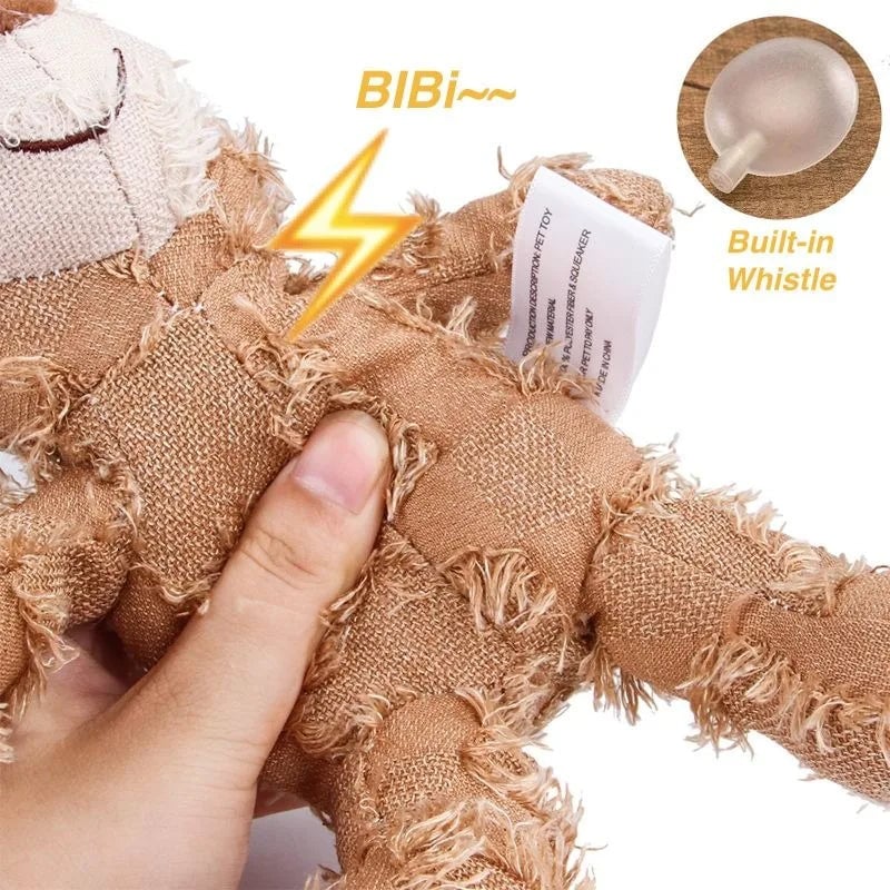 Interactive Plush Teddy Bear Dog Toy with Sound & Teeth Cleaning