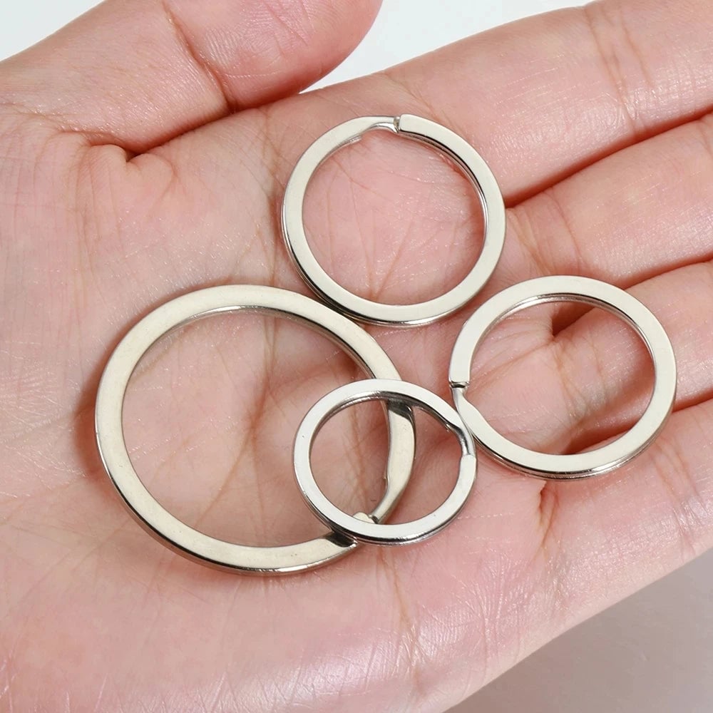 20pcs Stainless Steel Split Key Rings 20-35mm Round Flat Line