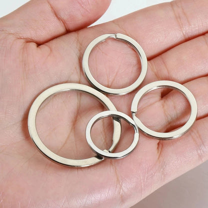 20pcs Stainless Steel Split Key Rings 20-35mm Round Flat Line