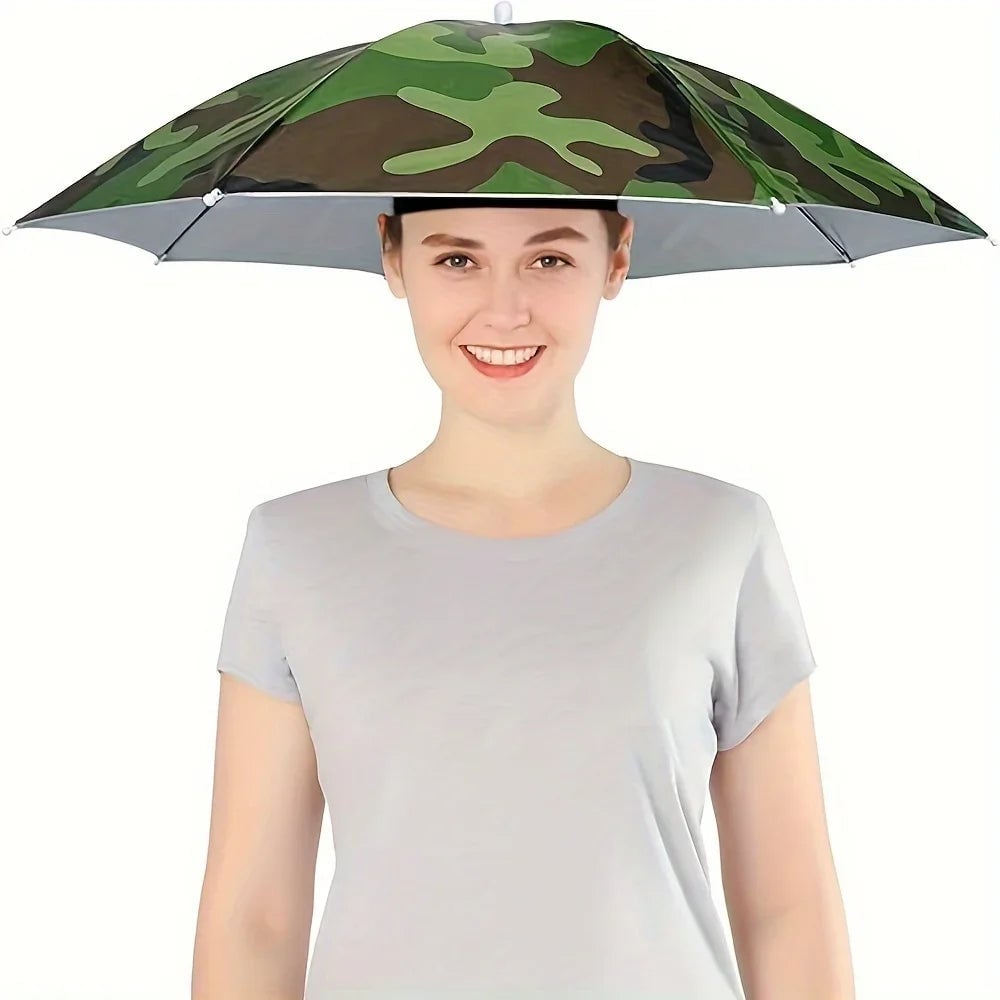 Head Mounted Umbrella Hat Hands-Free Rain Sun Protection Fishing