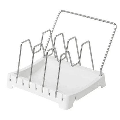Adjustable Pot Lid Rack & Spoon Holder - Kitchen Organizer Stand
