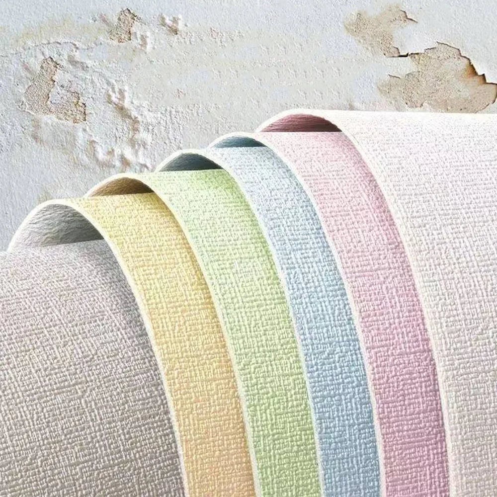Waterproof Self Adhesive Linen Wallpaper - Plain Color Wall Stickers