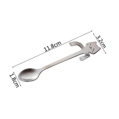 4pc Stainless Steel Mini Cat Kitten Coffee Tea Dessert Spoons Set