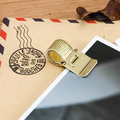 Telescopic Spring Pen Clip Notepad Holder with Electroplating Finish