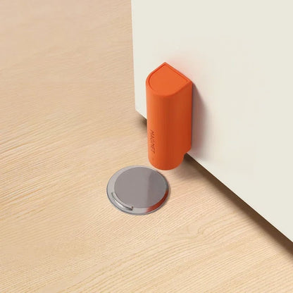 Stainless Steel Magnetic Door Stopper - Nail-Free Gray Black Base