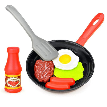 8PCS Kitchen Pretend Play Set - Food Toys Cookware with Steak Bread