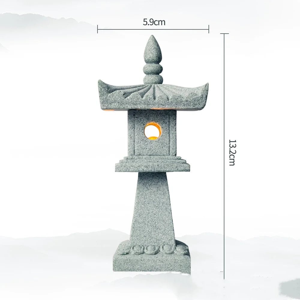 Sandstone Mini Pagoda Lantern - LED Garden Light Zen Landscape Statue