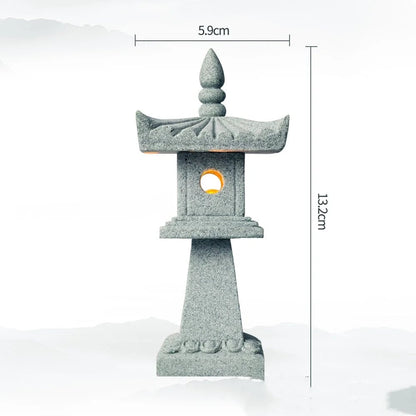 Sandstone Mini Pagoda Lantern - LED Garden Light Zen Landscape Statue