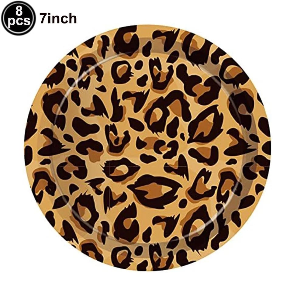 Jungle Animal Print Disposable Paper Plates Safari Party 8-Pack