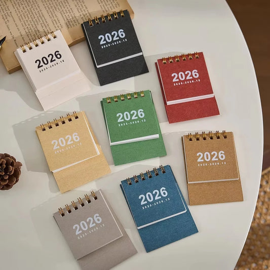 2026 Mini Spiral Desktop Calendar - Creative Office Stationery Decor