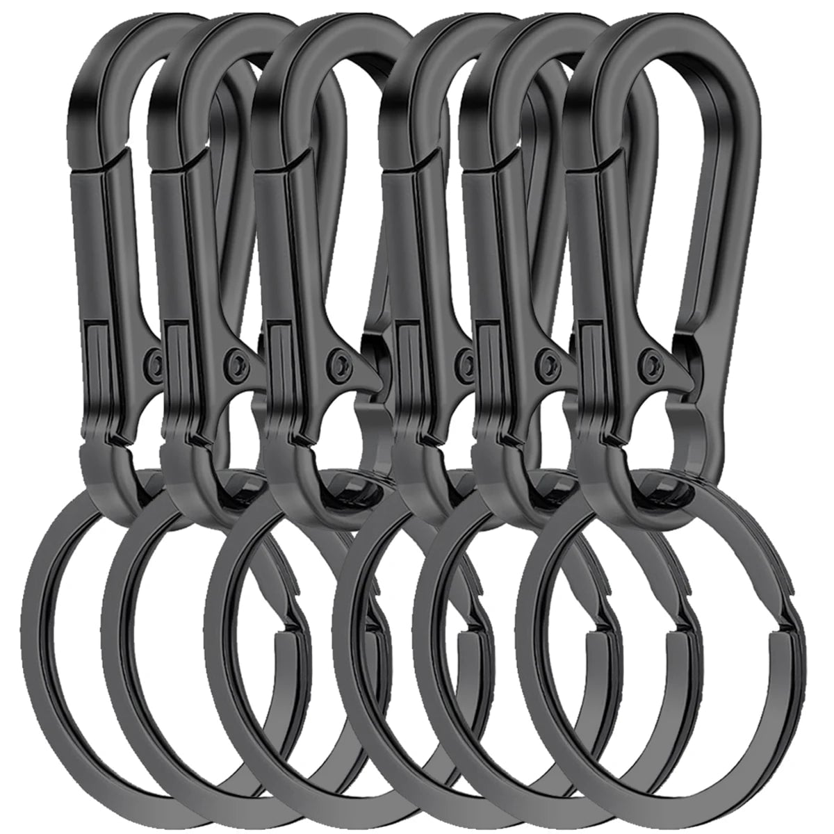 6Pcs Metal Carabiner Keychain Clips - Heavy Duty Key Ring Organizer