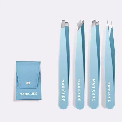 Slanted Stainless Steel Eyebrow Tweezers - Precision Fine Hair