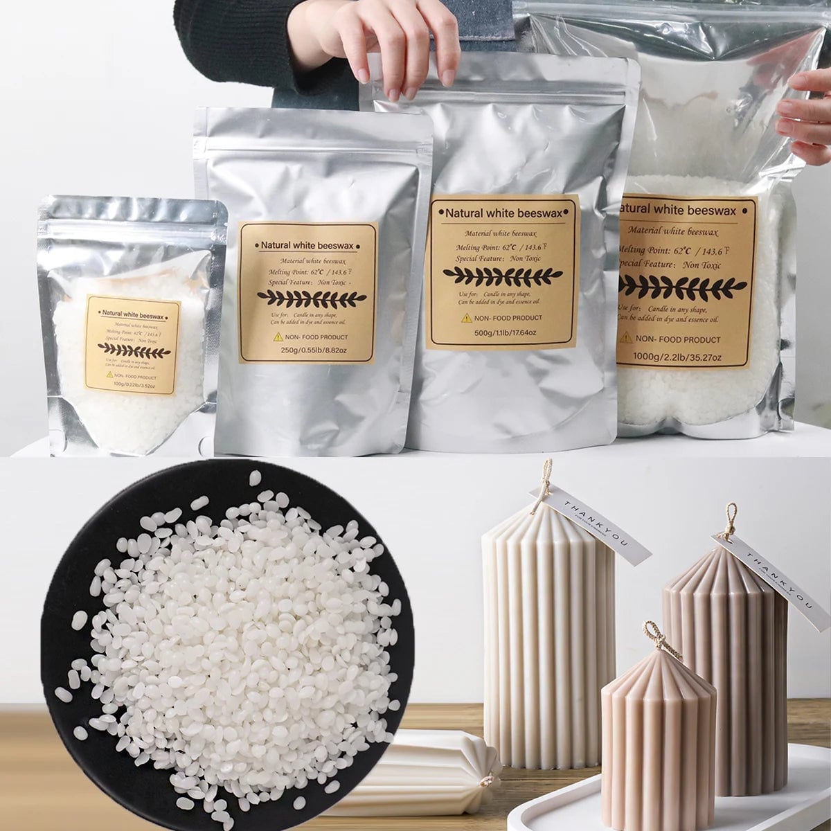 Pure White Beeswax 500g/1000g Cosmetic Grade DIY Soap Candles