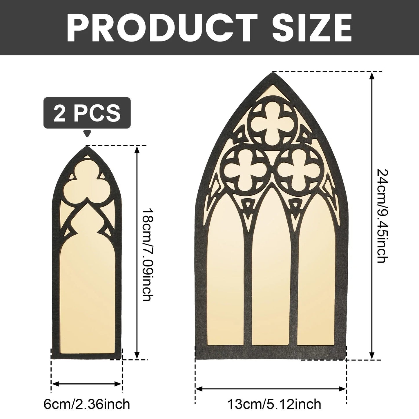 3Pcs Gothic Arched Wall Mirrors Cathedral Window Design Home Decor