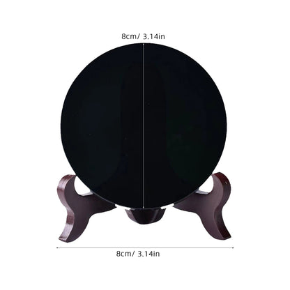 Black Obsidian Scrying Mirror with Stand - Divination Meditation Tool