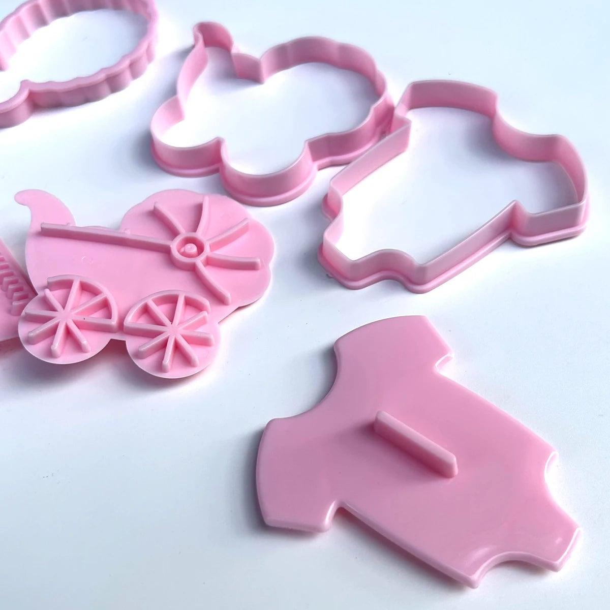 4-Piece Baby Theme Cookie Cutters - 3D Cartoon Plastic Dough Stamps
