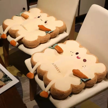 Toast-Shaped Washable Seat & Back Cushion Set Anti-Fatigue Pillow