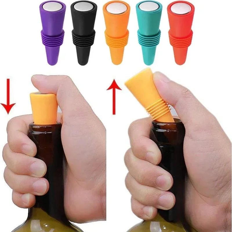 Silicone Wine Bottle Cap - Leak Proof Champagne Stopper Sealer
