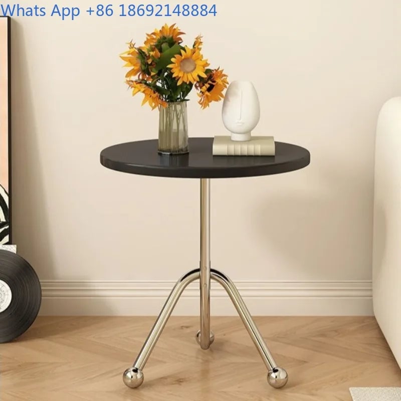 Stainless Steel Round Medieval Style Small Table Cafe Balcony