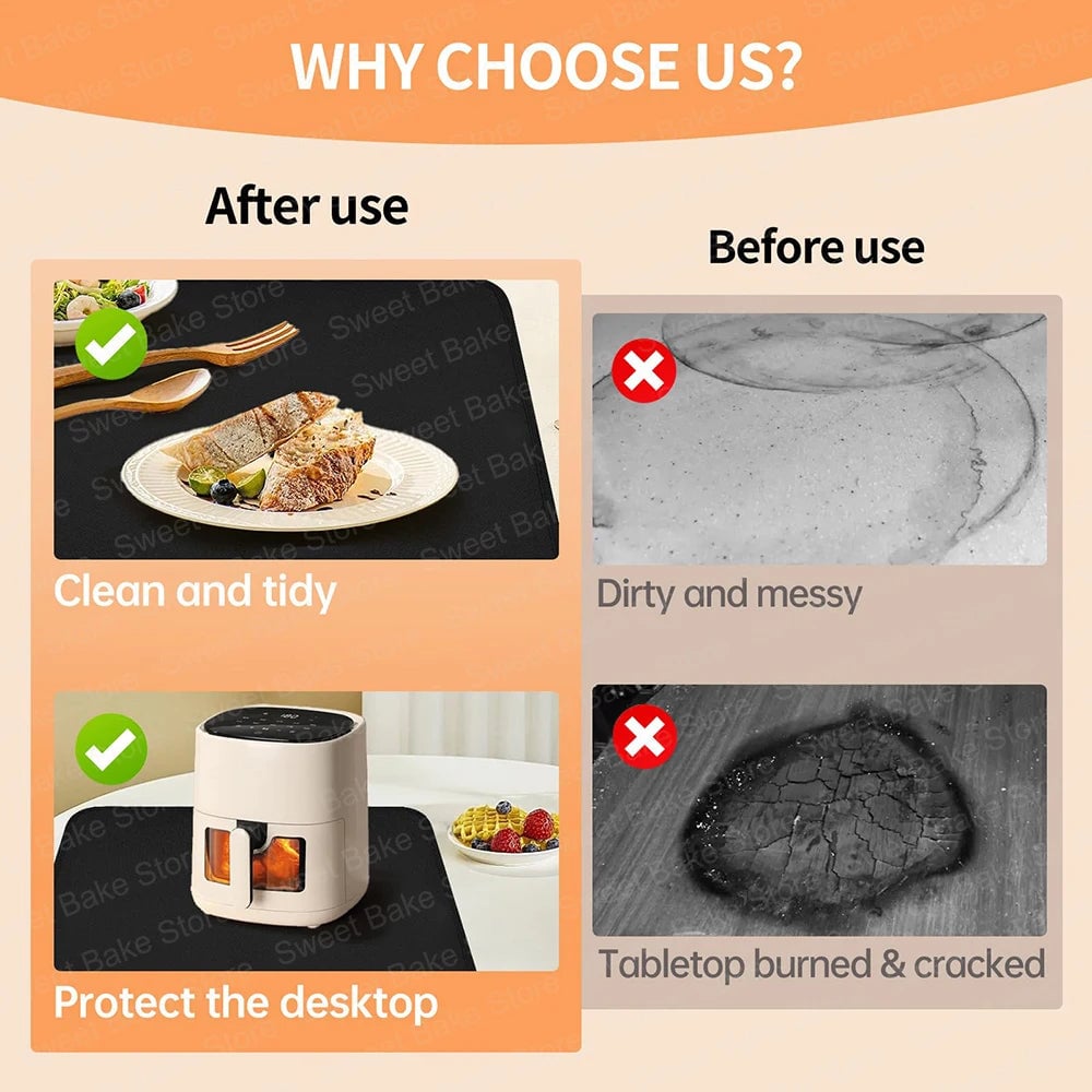 60x40cm Non-Slip Heat Protection Mat - Air Fryer Heatproof Pad