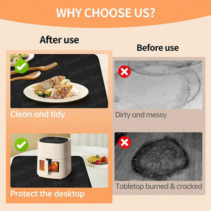 60x40cm Non-Slip Heat Protection Mat - Air Fryer Heatproof Pad