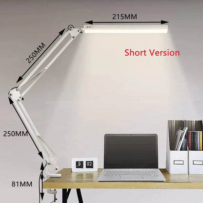 10W LED Clamp Desk Lamp - Swing Arm, 10 Brightness Levels, 3 Modes