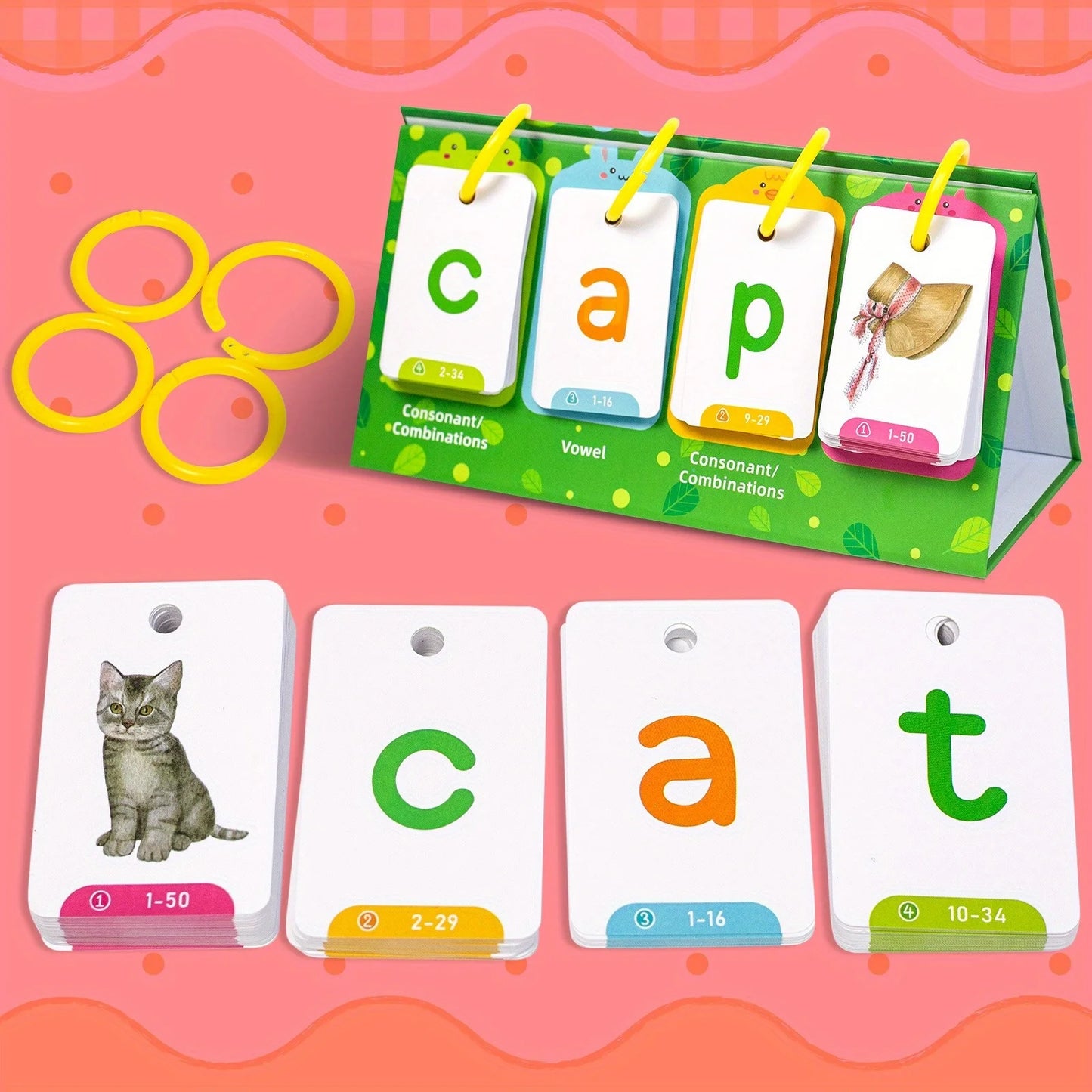 CVC Words Phonics Flashcards Flip Chart - Speech Therapy Learning Tool