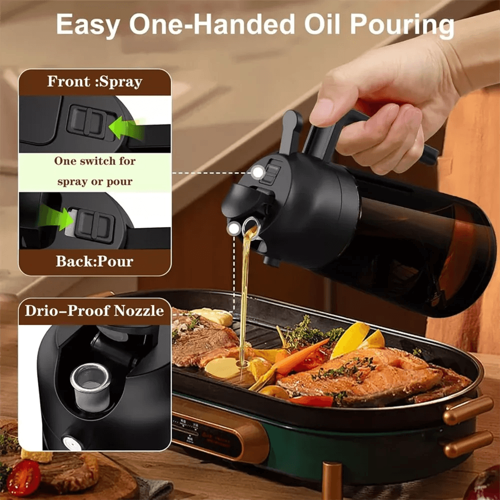16oz Glass Oil Sprayer & Dispenser - Leakproof Olive Oil Bottle