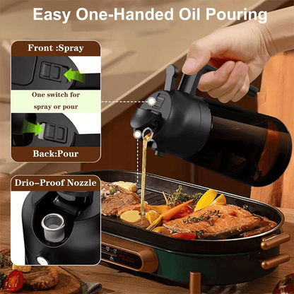 16oz Glass Oil Sprayer & Dispenser - Leakproof Olive Oil Bottle
