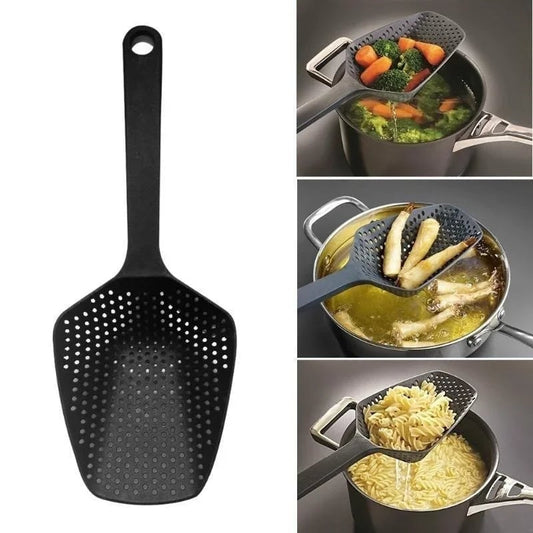 Nylon Slotted Scoop Colander Strainer with Handle - Kitchen Drain