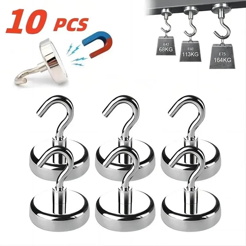 10PCS Strong Magnetic Hooks Multi-Purpose Kitchen Bathroom Storage