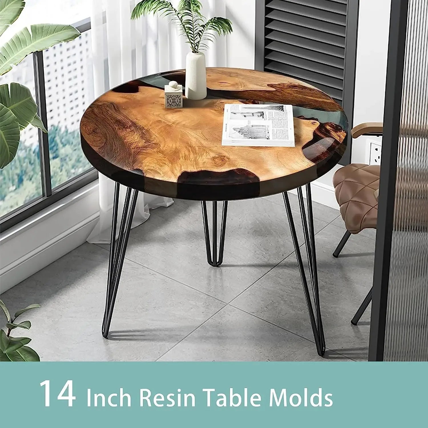 14 Inch Round Silicone Resin Table Mold for Epoxy River DIY Projects